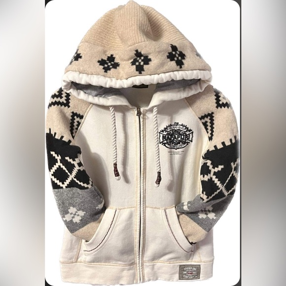 NAPAPIJRI Geographic Lambswool/Cotton blend Aztec print  hoodie Women’s size M - Picture 3 of 14